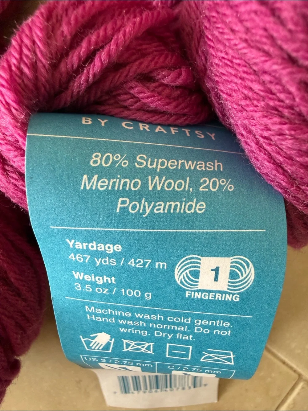Cloudborn Fibers Merino Superwash Sock Twist Yarn in Raspberry - 2 Hanks